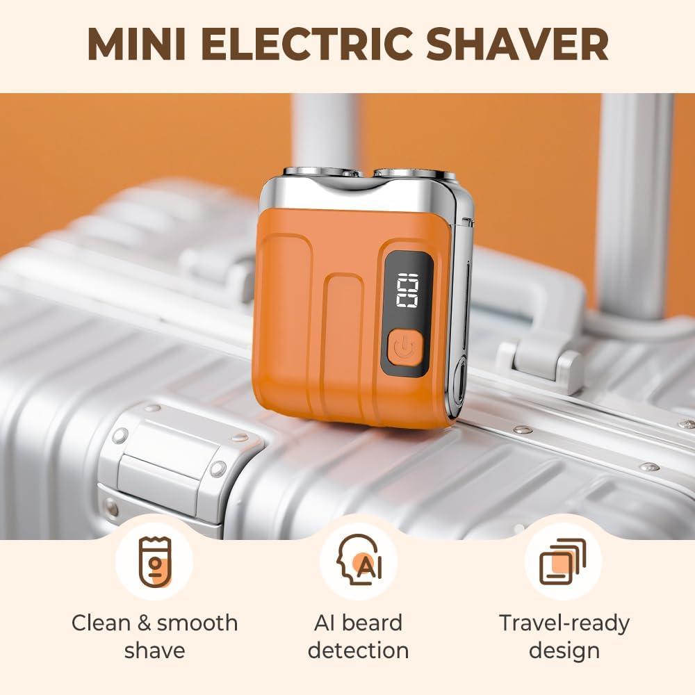Portable Mini Mens Electric Shaver, 2027 New Travel Shaver, Compact Dual Head Shaver for Home Use, Rechargeable Wet Dry Shaver for Men (White) - Image 2