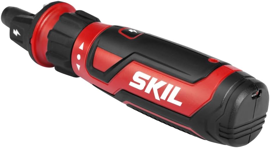 SKIL Rechargeable 4V Cordless Screwdriver with Circuit Sensor Technology, Includes 9pcs Bit, 1pc Bit Holder, USB Charging Cable - SD561201, Red - Image 3