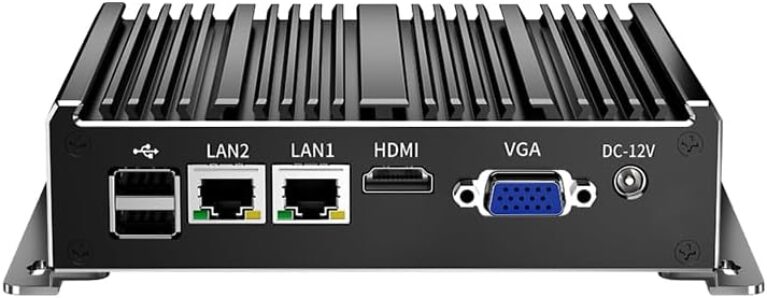 Fanless Mini PC, Industrial PC, Mini Computer Dual Core N2840, 4K HD+VGA, 2Gigabit Ethernet, USB, Mini Desktop PC 2 RS232 COM(Switch to 2 RS485), WiFi/Win10/Linux,8GB RAM 128GB SSD