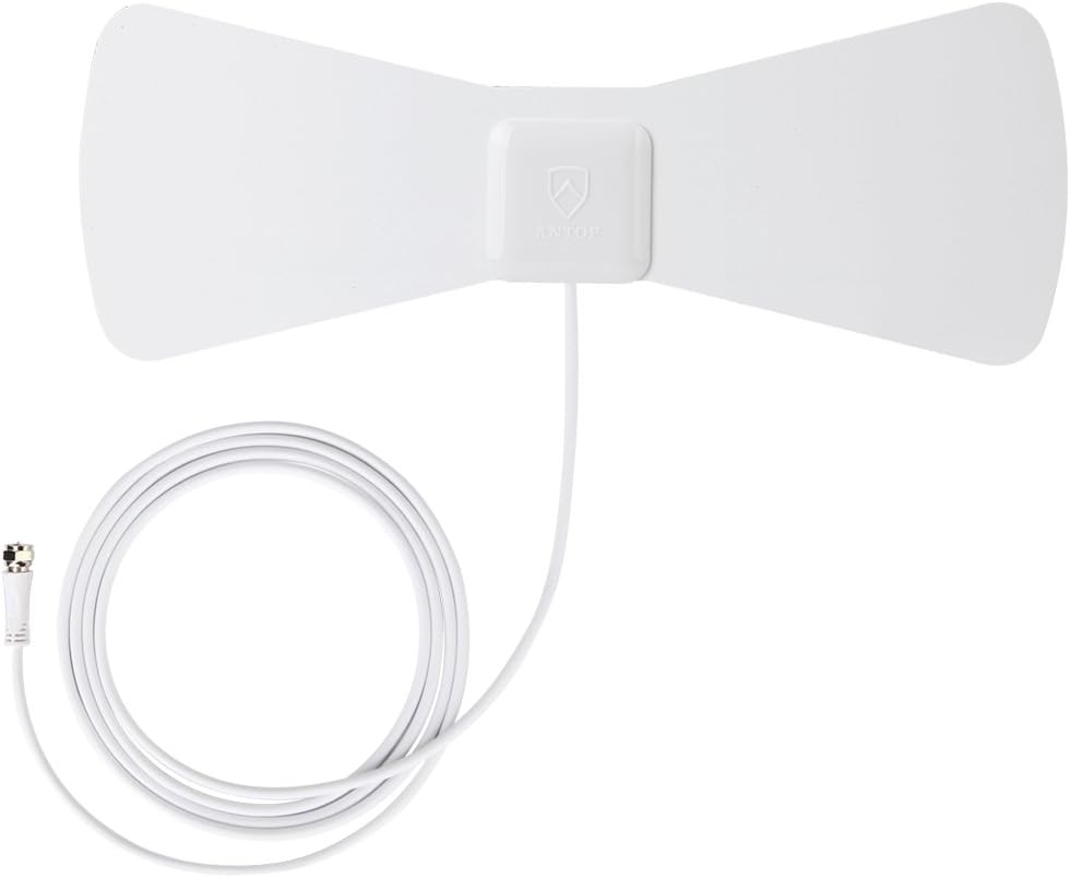 ANTOP 30 Miles Digital TV Antenna Indoor Directional UHF VHF Reception and 10 Feet High Performance Coax Cable