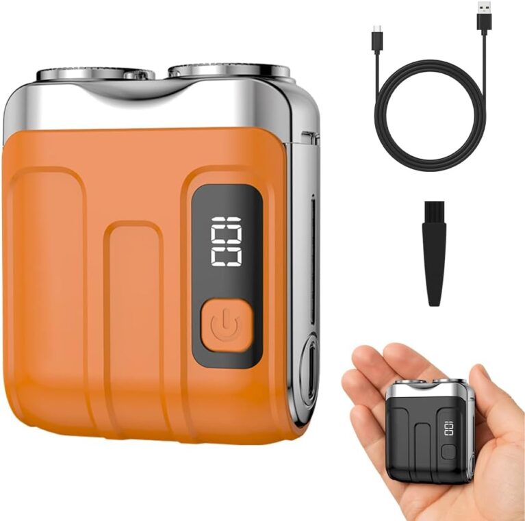 Portable Mini Mens Electric Shaver, 2027 New Travel Shaver, Compact Dual Head Shaver for Home Use, Rechargeable Wet Dry Shaver for Men (Orange)