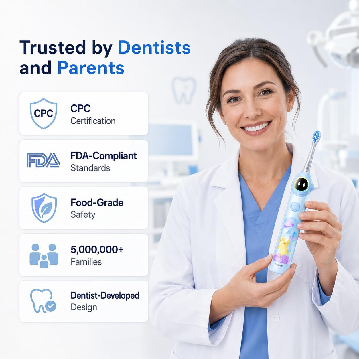 usmile Q30 Kids Smart Toothbrush, Voice-Guided Coaching, Ages 3-8 (Blue) - Image 9