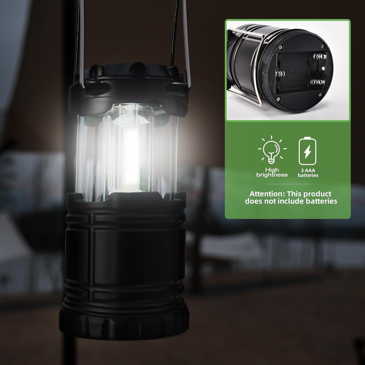 KPKJOO Lantern Collapsible Camping Light, Battery Operated Lanterns LED Super Bright for Power Outages Indoor Emergency Outdoor Camping Hiking Kit (4, COB) - Image 2