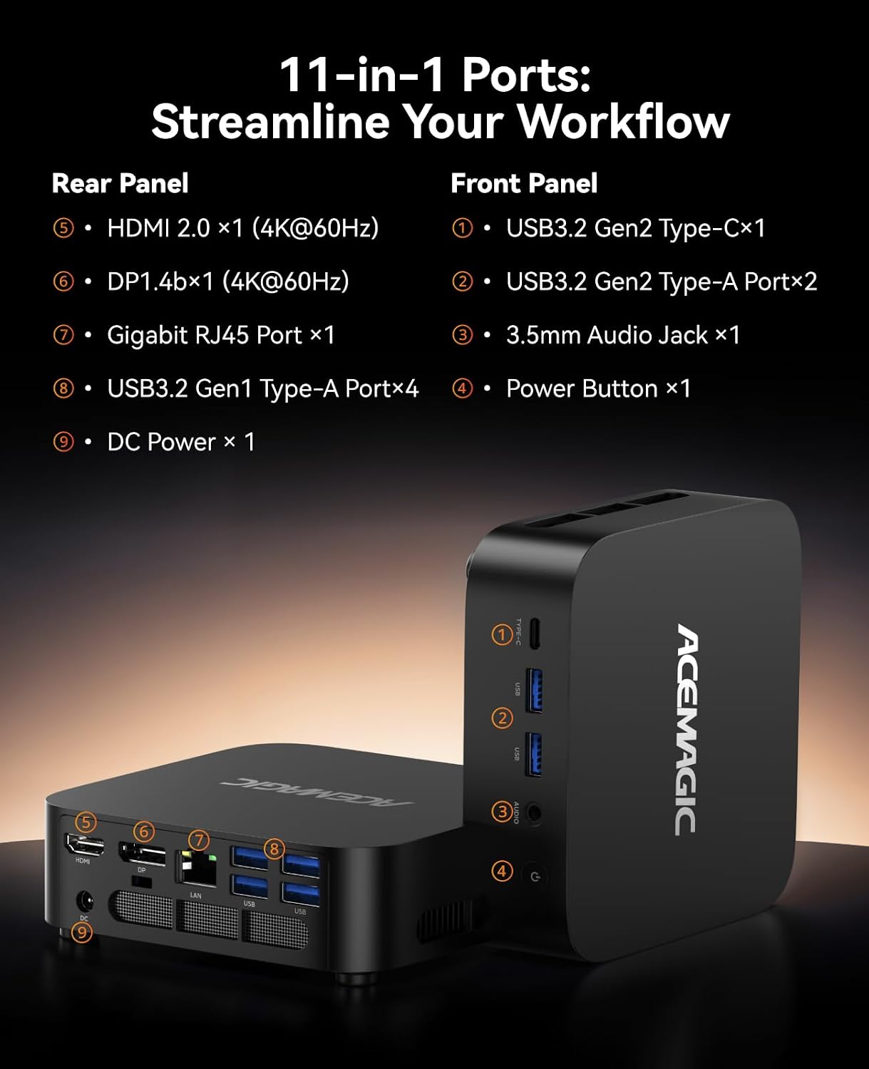 ACEMAGIC K1 Gaming Mini PC Ryzen 7 7730U 16GB 512GB SSD Windows 11 Pro - Image 8
