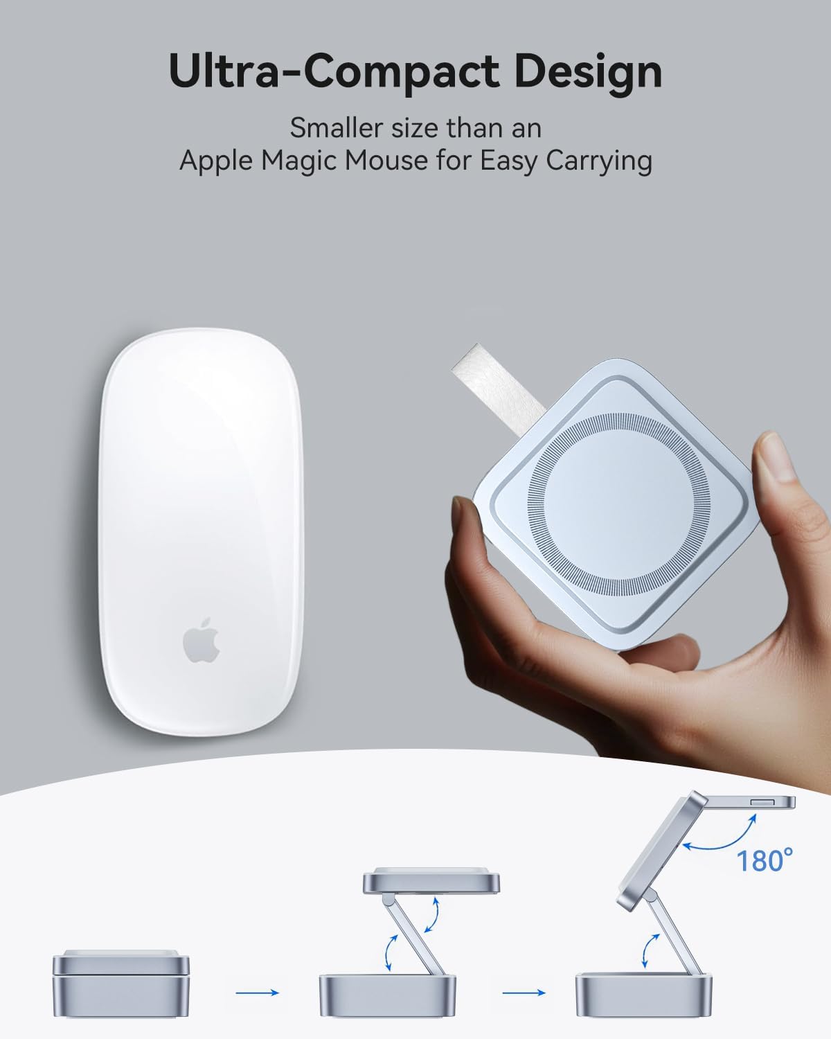 3 in 1 Wireless Charging Station for Apple Devices, Magnetic Foldable Travel Fast Charger Stand Compatible with MagSafe for iPhone Air/17/16/15/14/13/12 Series, Apple Watch & AirPods Pro/4/3/2-Blue - Image 4