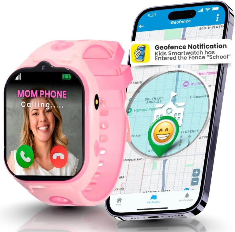 Smart Watch for Kids With GPS Tracker, Video & Audio Call, SOS Alerts, HD Camera, School Mode, Parental Control, Kids Smart Watch With Preinstalled SIM Card, Safe Phone Watch for Boys & Girls (Pink)