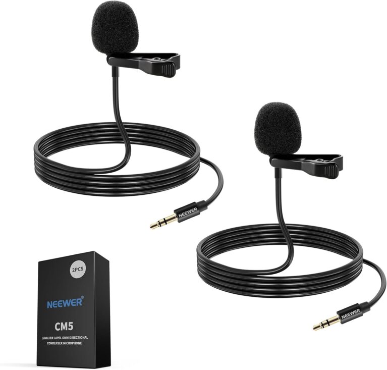 NEEWER 2 Pack Lavalier Lapel Microphone, Clip Lav Mics for Transmitter, CM5