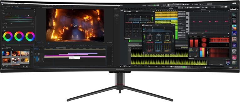INNOCN 49" Curved Gaming Monitor 144Hz Ultrawide 32:9 WDFHD 3840 x 1080P, R1800, 99% sRGB, HDR400, USB Type C, DisplayPort, HDMI, Built-in Speakers, Height/Tilt Adjustable - 49C1G