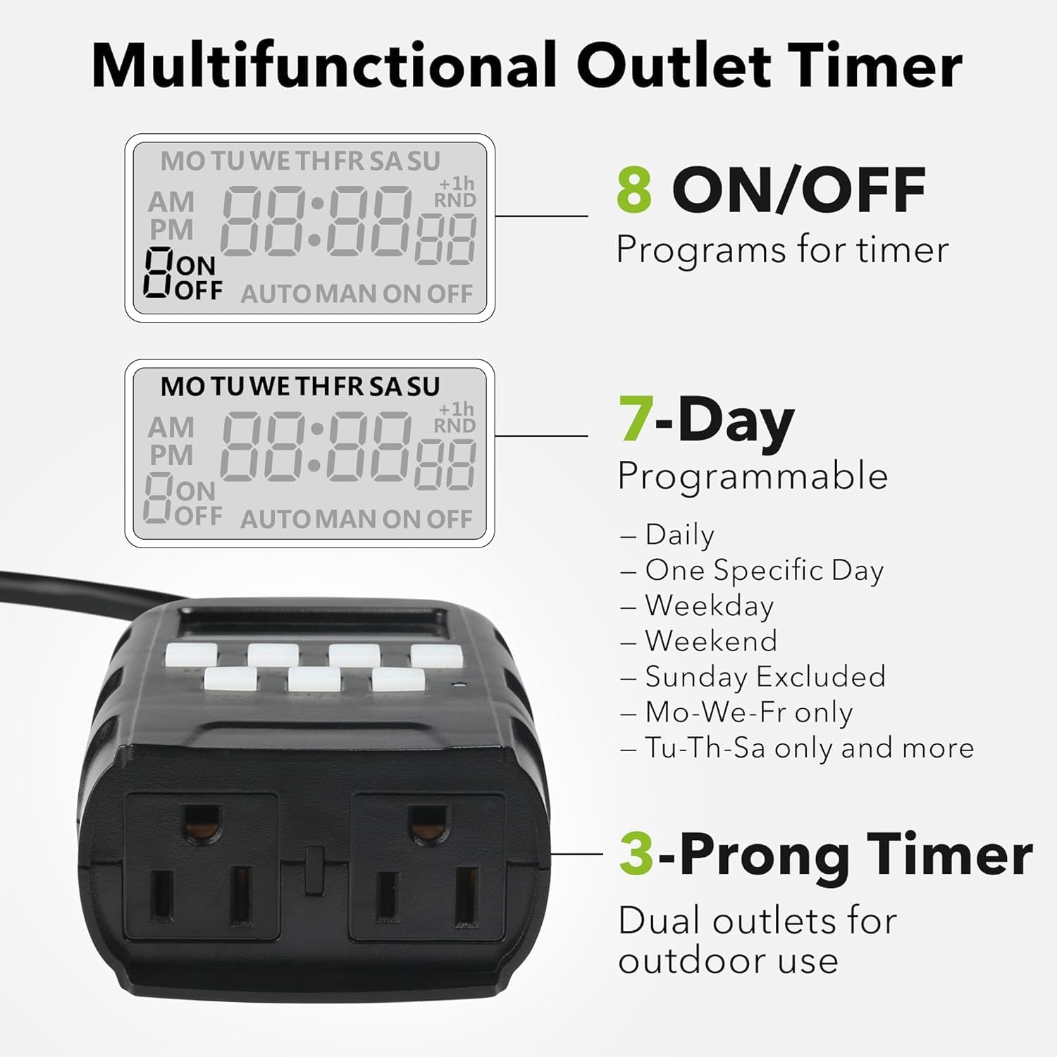 BN-LINK Outdoor 7-Day Programmable Timer Outlet, 2 Outlets - Image 2