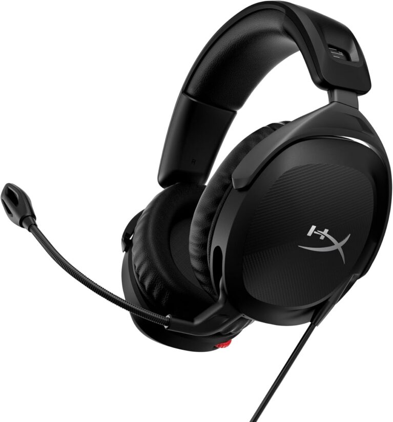 HyperX Cloud Stinger 2 – Gaming Headset, DTS Headphone:X Spatial Audio, Lightweight Over-Ear Headset with mic, Swivel-to-Mute Function, 50mm Drivers, PC Compatible, Black
