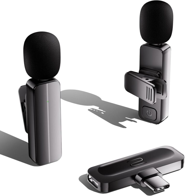 2-Pack Wireless Mini Lavalier Lapel Microphone for iPhone 15,16,Android Phone - 65ft Cordless Clip on Dual Mics with Noise Reduction 6H Working Time for Video Recording Vlogging, YouTube, Interview