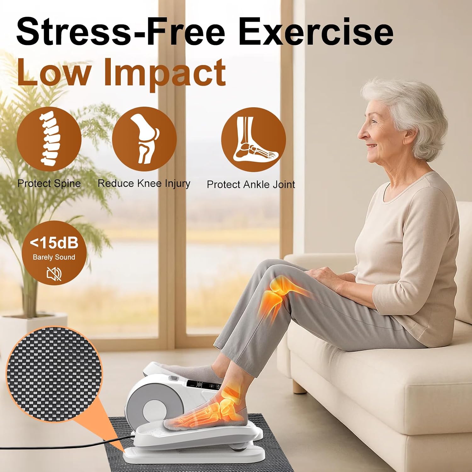Under Desk Elliptical for Office Pedal Exerciser Electric 12-Speeds - Image 2
