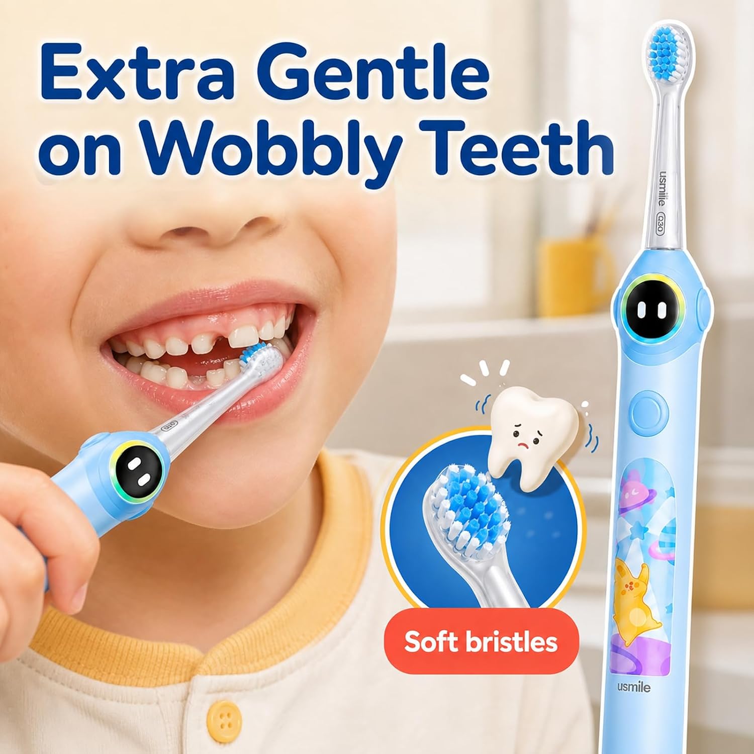 usmile Q30 Kids Smart Toothbrush, Voice-Guided Coaching, Ages 3-8 (Blue) - Image 7