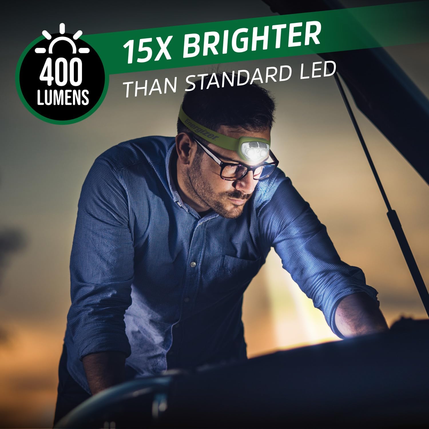 Energizer PRO-400 Headlamp Rechargeable (2-Pack), IPX4 Water Resistant Rechargeable Headlamp, Ultra Bright Multiple Light Modes Head Lamp, Camping, Running, Outdoors, Emergency Light, USB Included - Image 2