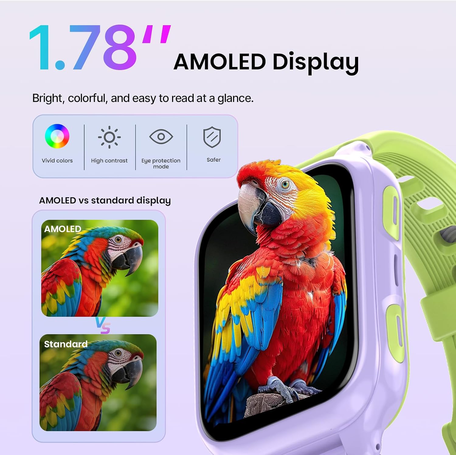 K9 Smart Watch for Kids with GPS Tracker, AI Voice & Video Call,1.78" AMOLED, 4G Smartwatch with SOS, Parental Controls, School Mode, IP68 Waterproof Kids Smartwatch for Teens Ages 3 and Up - Image 4