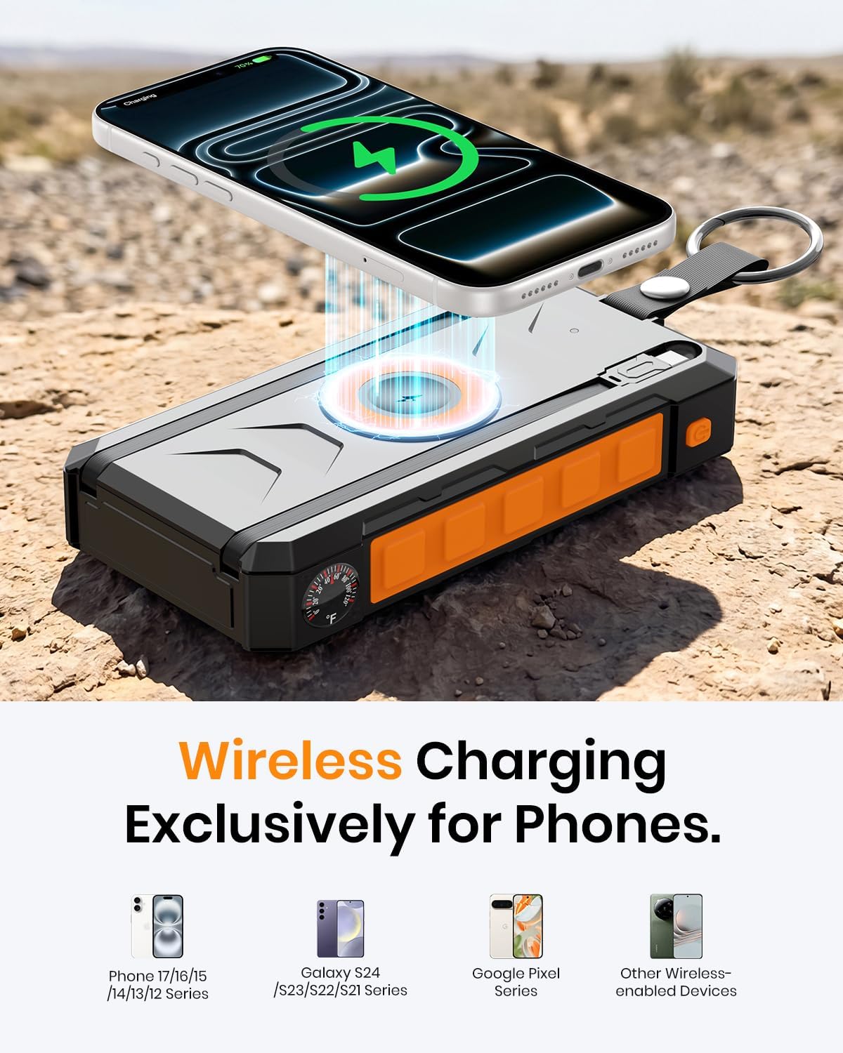 SOARAISE 50000mAh Solar Power Bank 22.5W Wireless Portable Solar Charger - Image 5