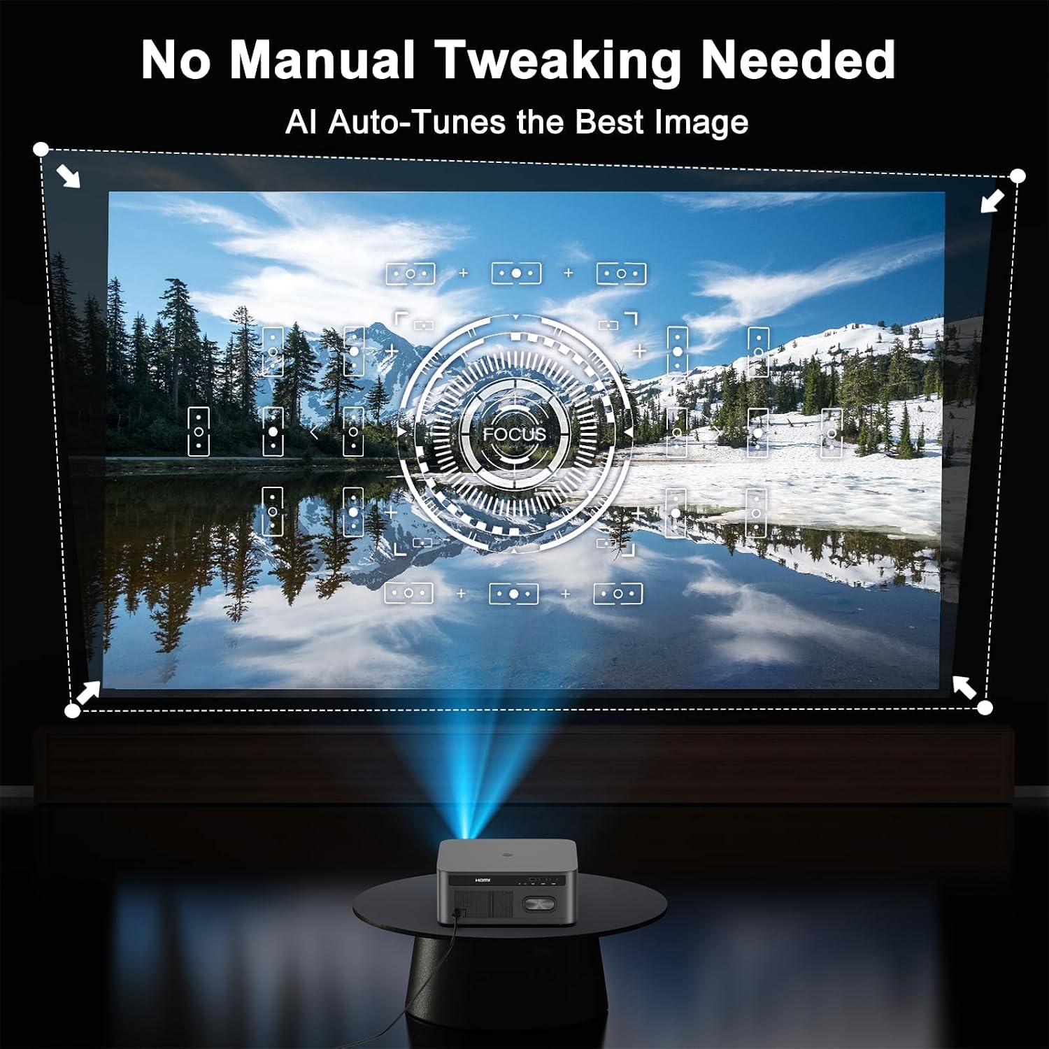 HAPPRUN 3000 ANSI Lumens Outdoor Projector with Built-in Apps, Smart OS - Image 8