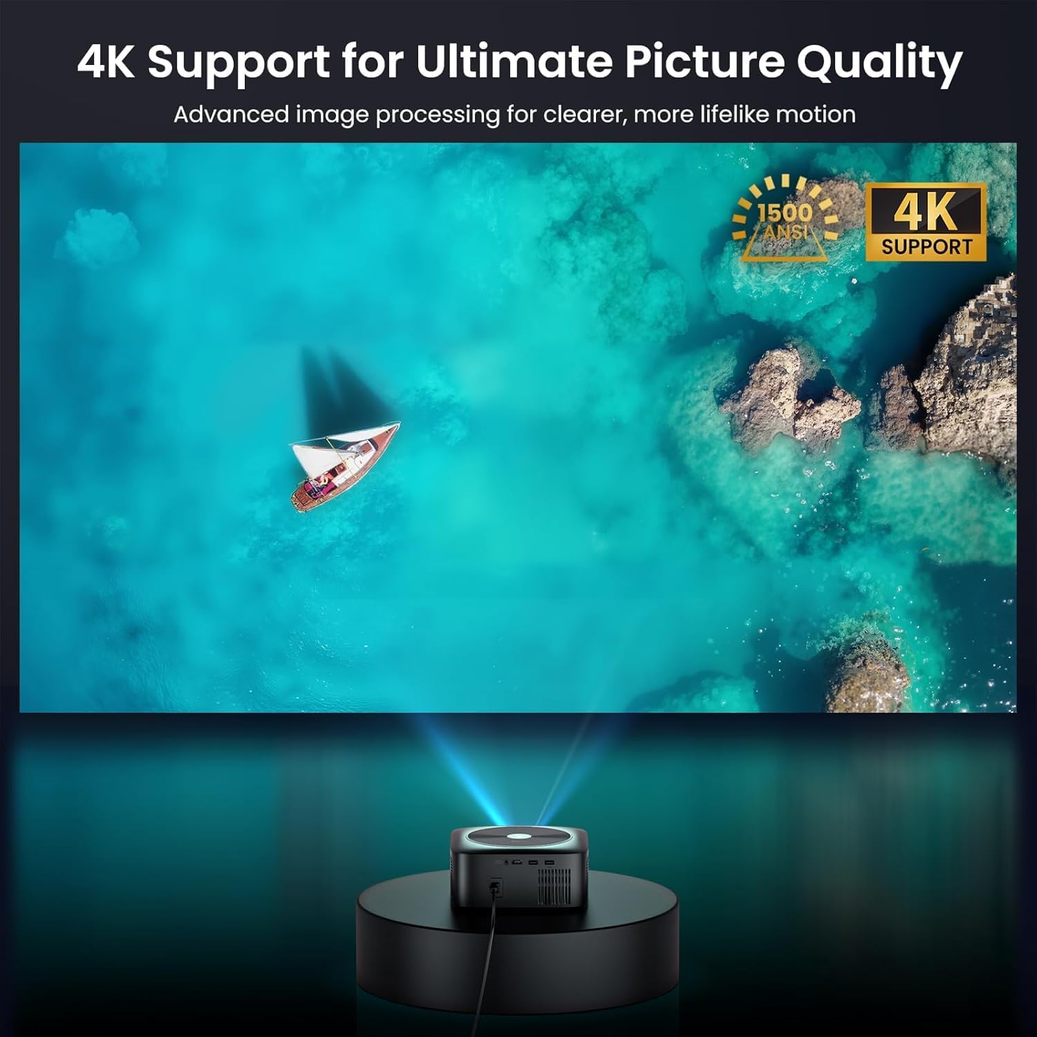 HAPPRUN 1500 ANSI 4K Decoding Outdoor Projector with Official Google TV - Image 4