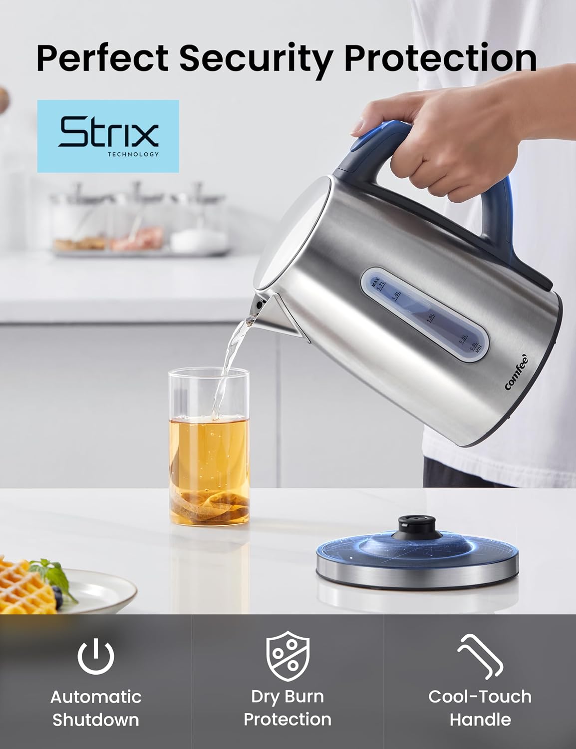 COMFEE' Stainless Steel Temperature-Control Kettle, 1.7L with 6 Preset Mode - Image 6