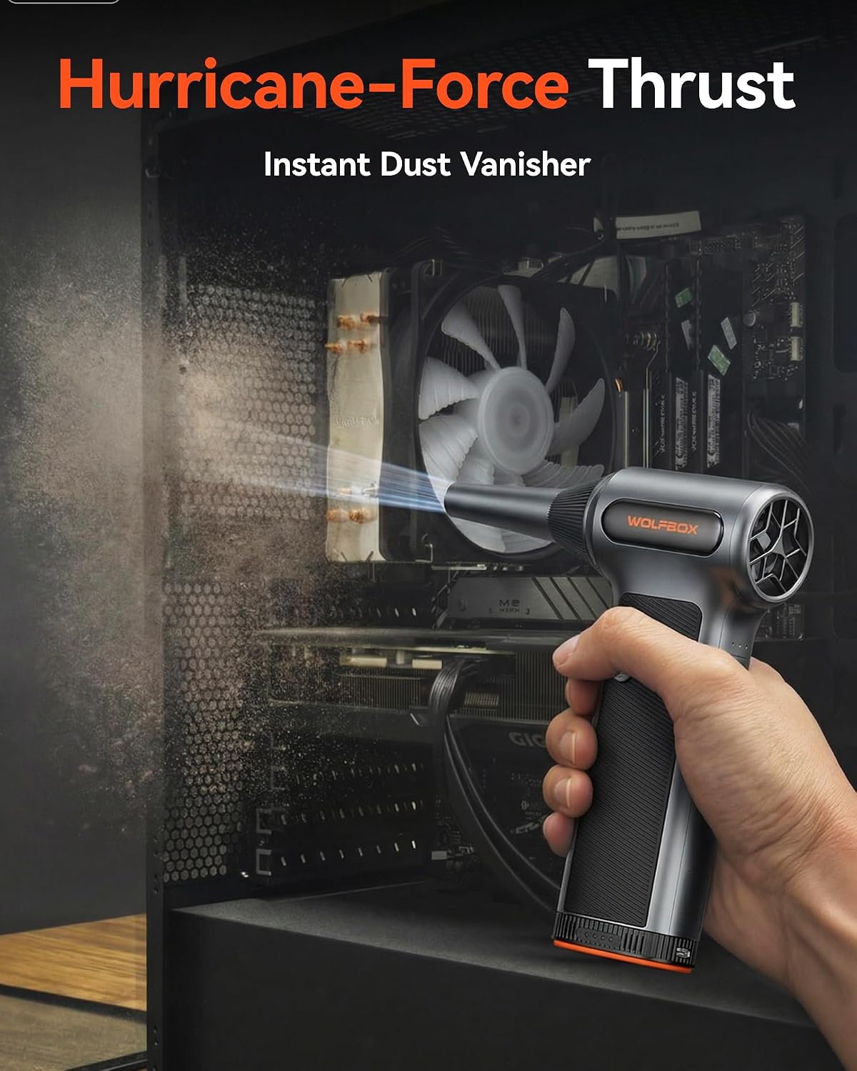 WOLFBOX MF200-2PK Compressed Air Duster, 2 Swappable Batteries & Case - Image 4