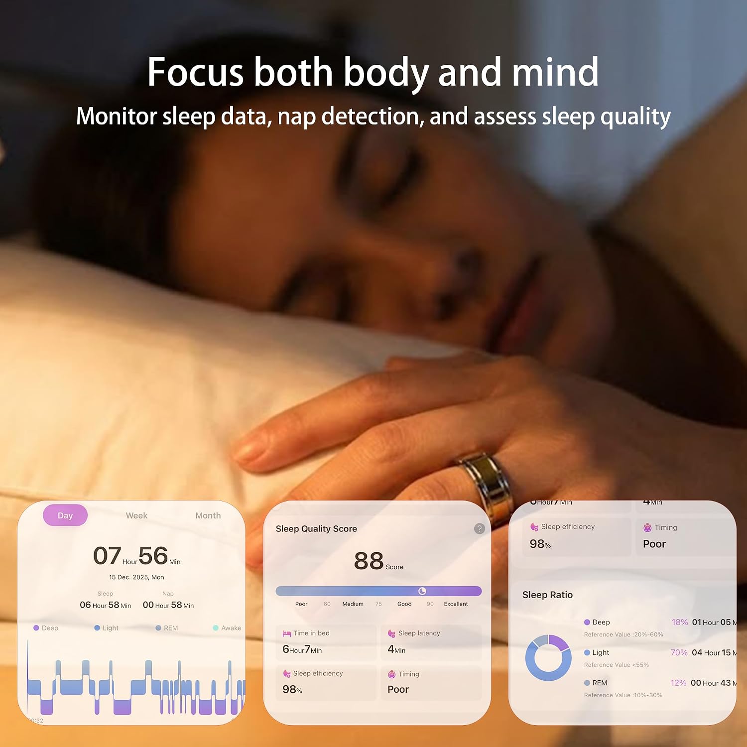 Smart Ring 1.0, Fitness Tracker for Men/Women, Matte Gold Size 9 - Image 4