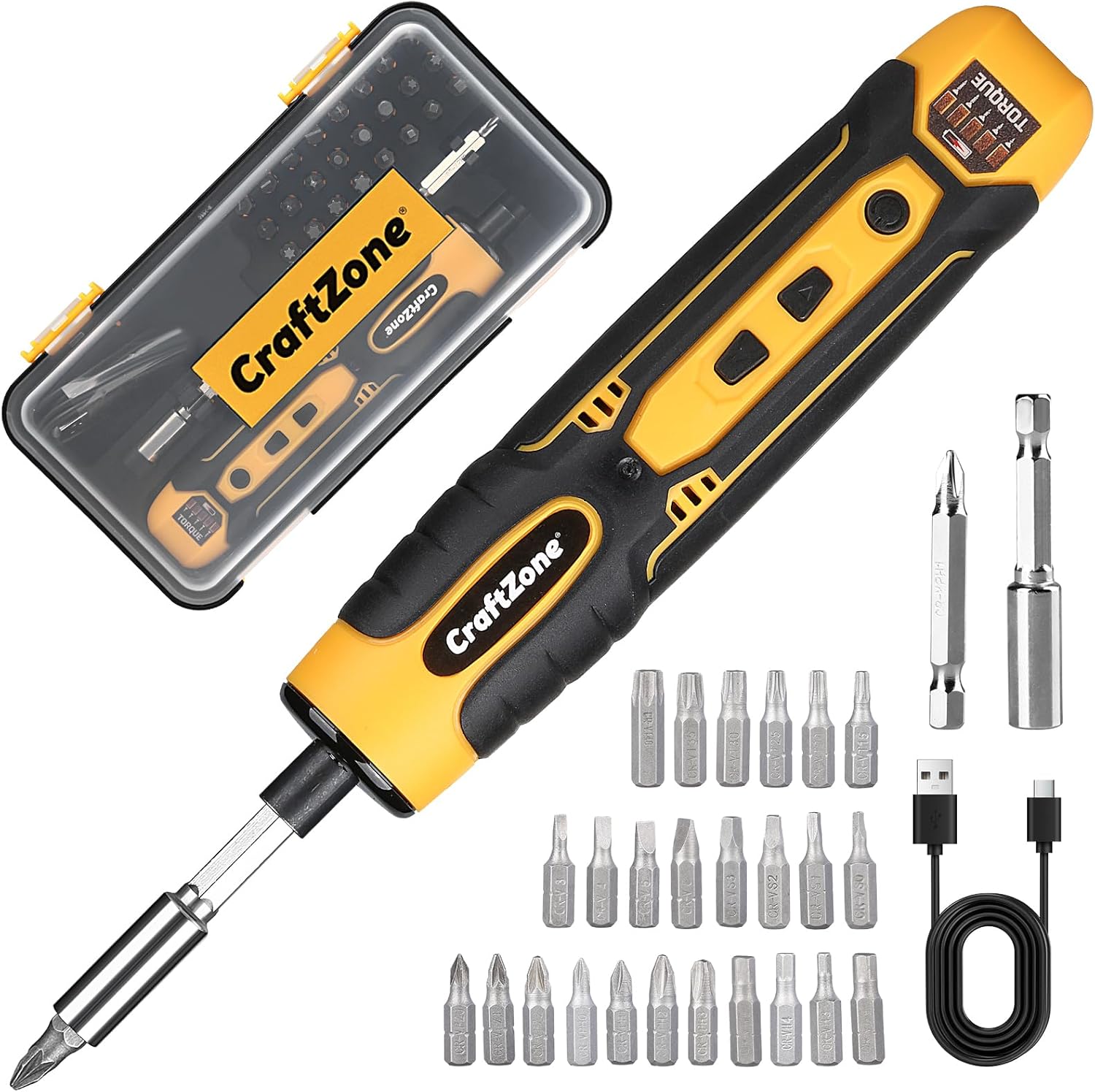 Rechargeable Cordless Electric Screwdriver, 28‑Piece Bit Set