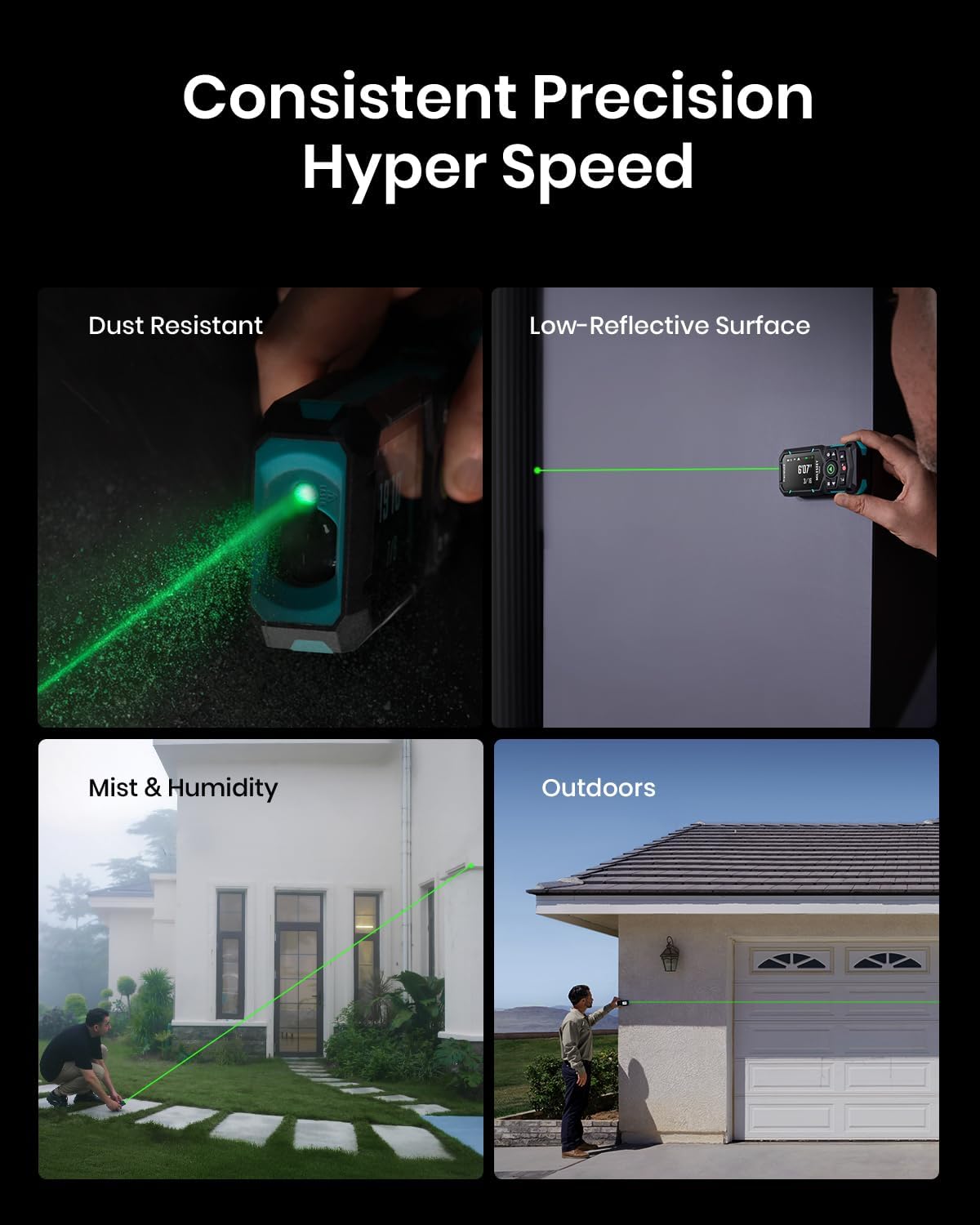 MILESEEY S50 Green Laser Distance Meter, 400 ft Laser Measure, P2P - Image 4