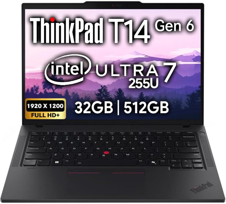Lenovo ThinkPad T14 Gen 6 Business Laptop 14" FHD+ IPS, Intel Ultra 7 255U, 32GB DDR5 RAM, 512GB SSD, 5MP Webcam, Fingerprint, Backlit, Wi-Fi 6E, 2 Thunderbolt 4, AI PC, W11P