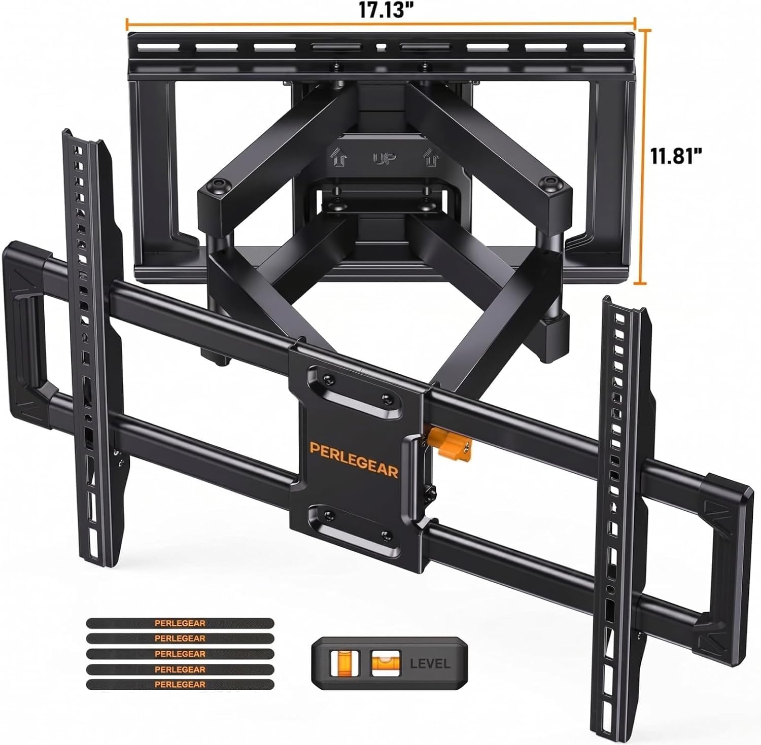 Perlegear UL Listed Full Motion TV Wall Mount for 42-90" TVs up to 132lbs - Image 9