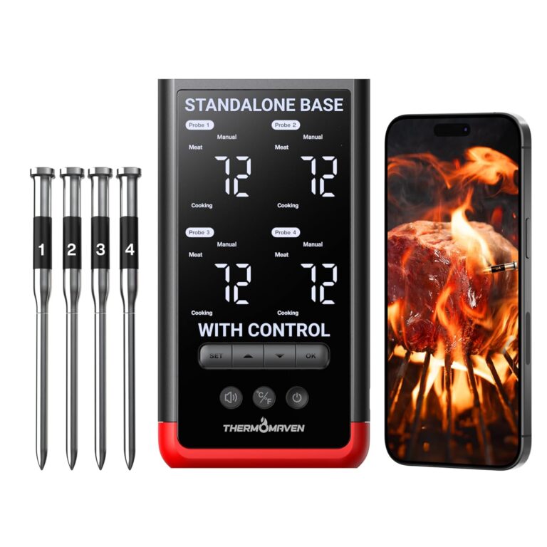 ThermoMaven WiFi Wireless Meat Thermometer, 4 Probes, Smart Base, 6 Sensors