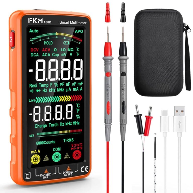 FKM Smart Digital Multimeter Tester TRMS 6000 Counts,Rechargeable Voltmeter