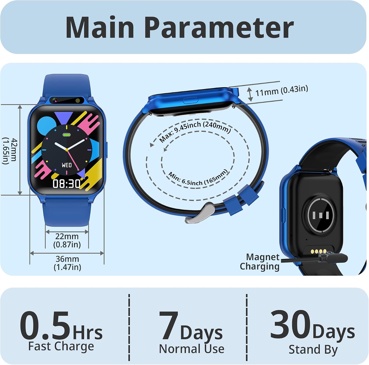 Kids Smart Watch with Fitness Tracker, Waterproof, Heart Rate/Sleep Monitor - Image 8