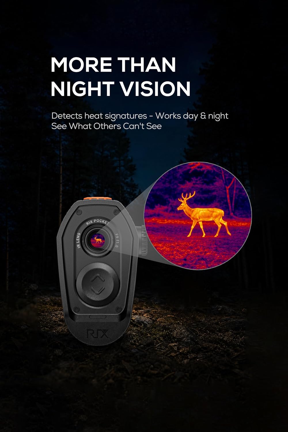 RIX Pocket K2 Portable Thermal Monocular for Hunting, 256x192 (50Hz), Wi-Fi, Handheld Night Vision Monocular - Image 4