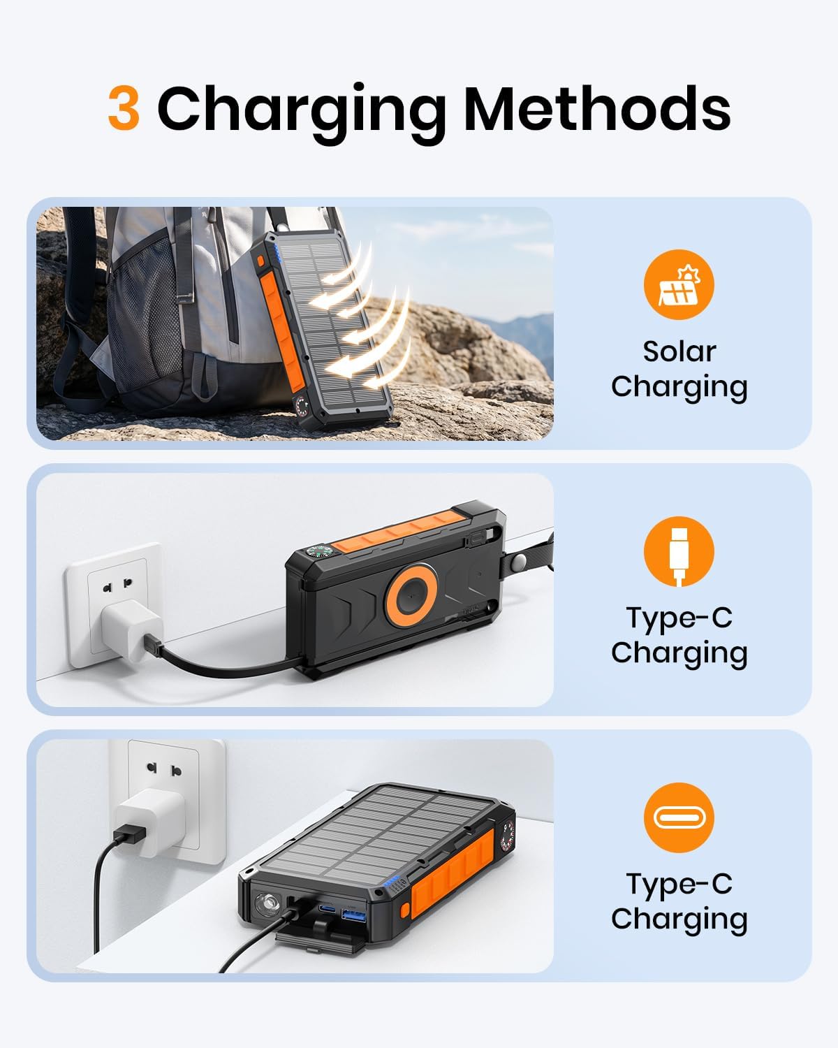 SOARAISE 50000mAh Solar Power Bank 22.5W Wireless Portable Solar Charger - Image 9