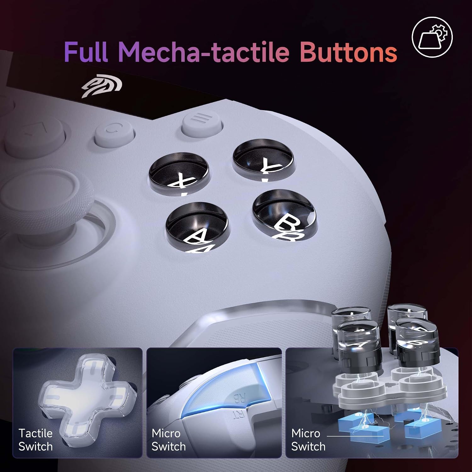 EasySMX X20 Wireless Gaming Controller with RGB Backlit, 2-Stage Hall Effect Stick, 1000Hz Polling Rate, 6-Axis Gyro on Multi-Platform, Mech Buttons- Compatible with PC/Switch/Steam/Android - Image 3