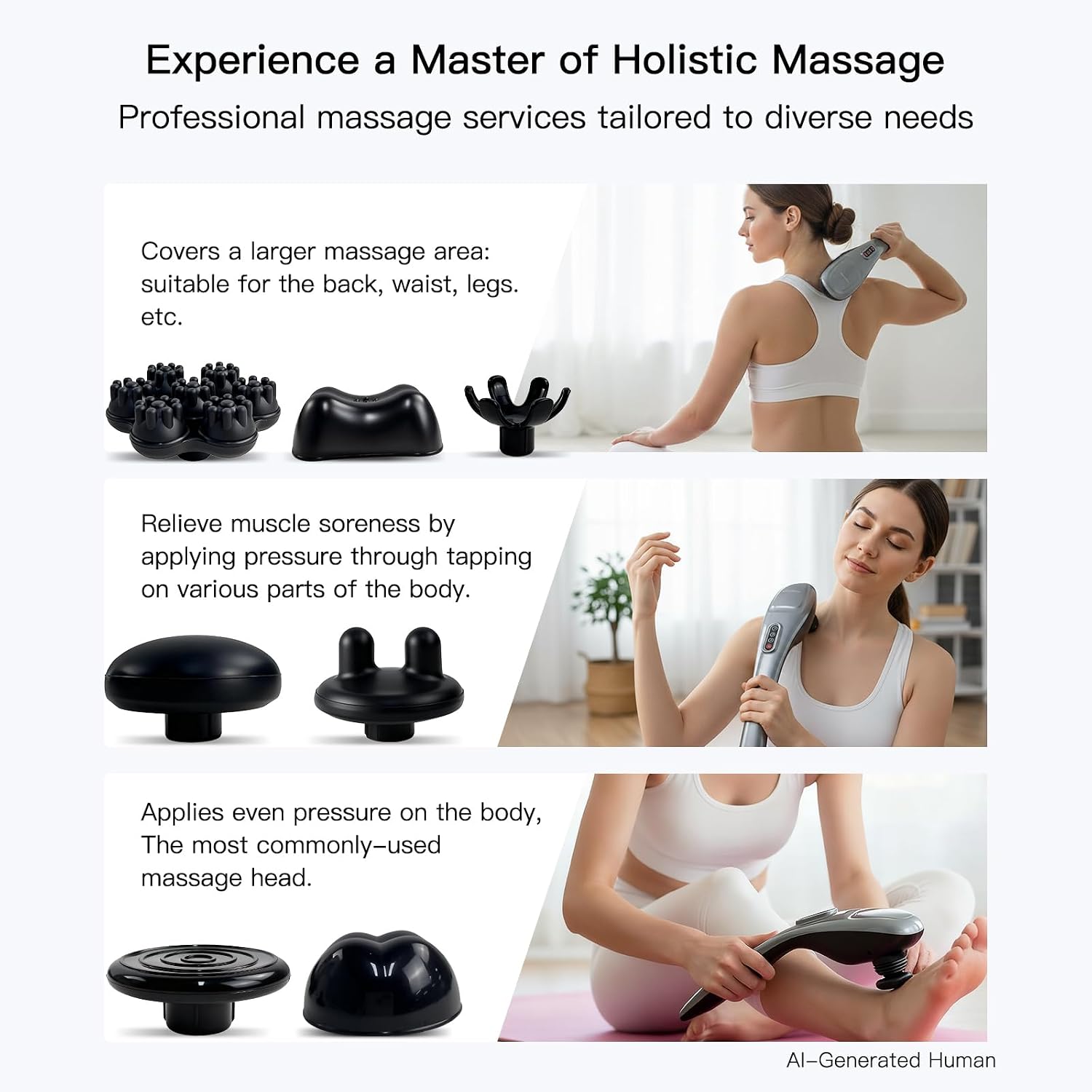 MEGAWISE Handheld Back Massager | Deep Tissue Percussion Massage for Back, Neck, Shoulders, Waist and Legs (Cordless Silver) - Image 4