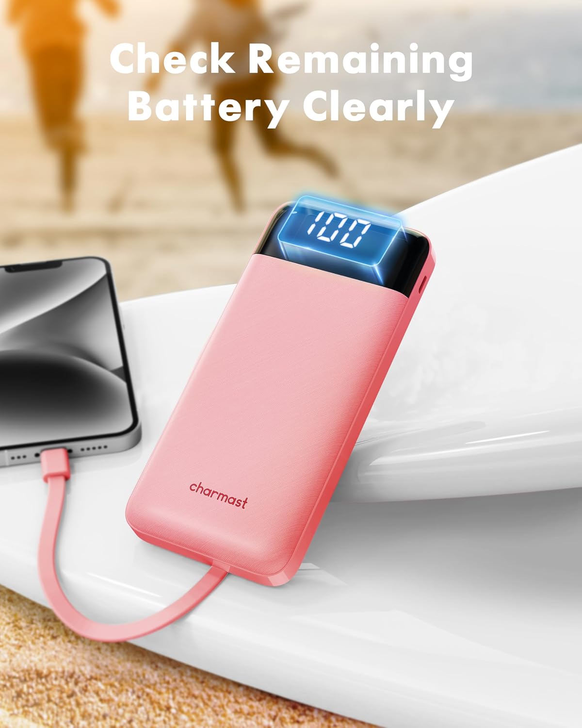charmast Power Bank Portable Charger with Reinforced Built-in 4 Cables - Image 7