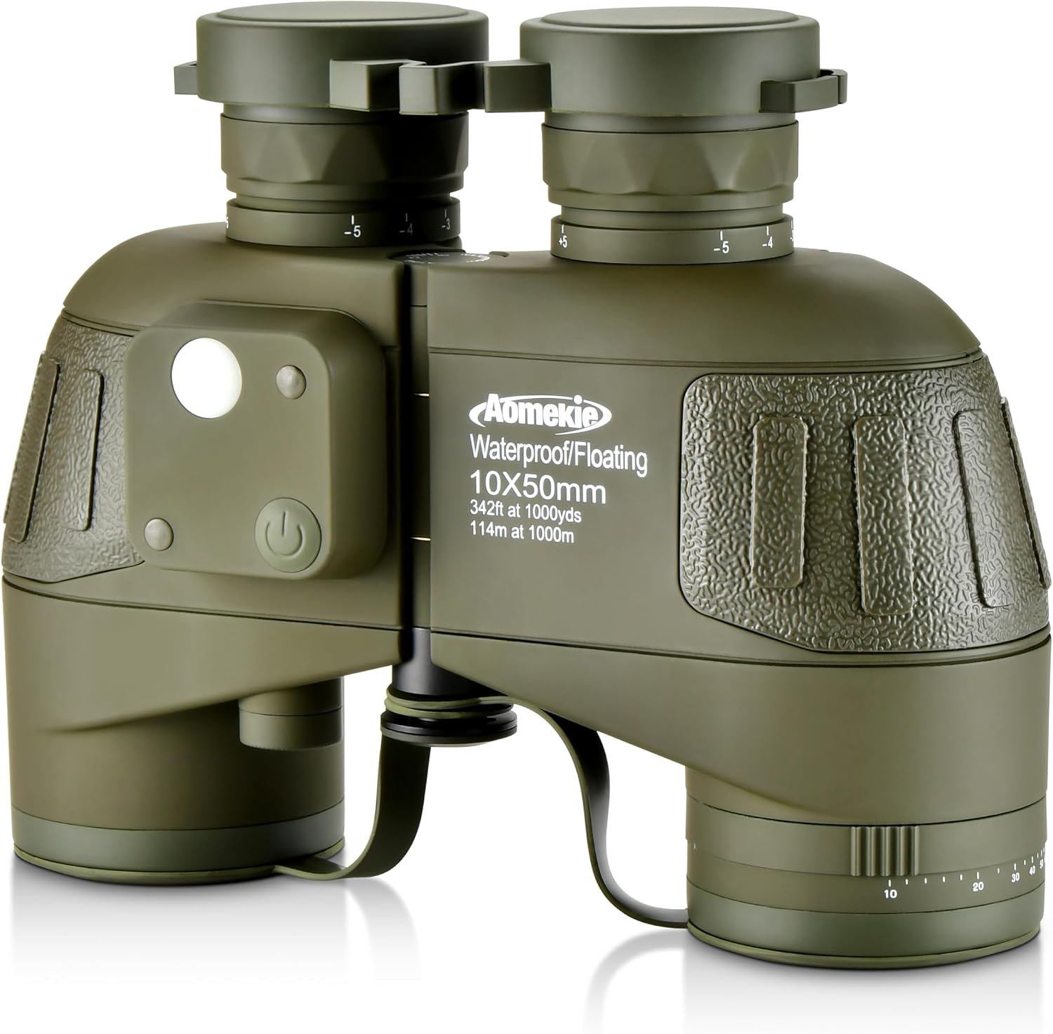 AOMEKIE 10x50 Waterproof Marine Binoculars for Adults with Rangefinder Compass BAK4 Prism FMC Lens for Birdwatching Hunting Boating