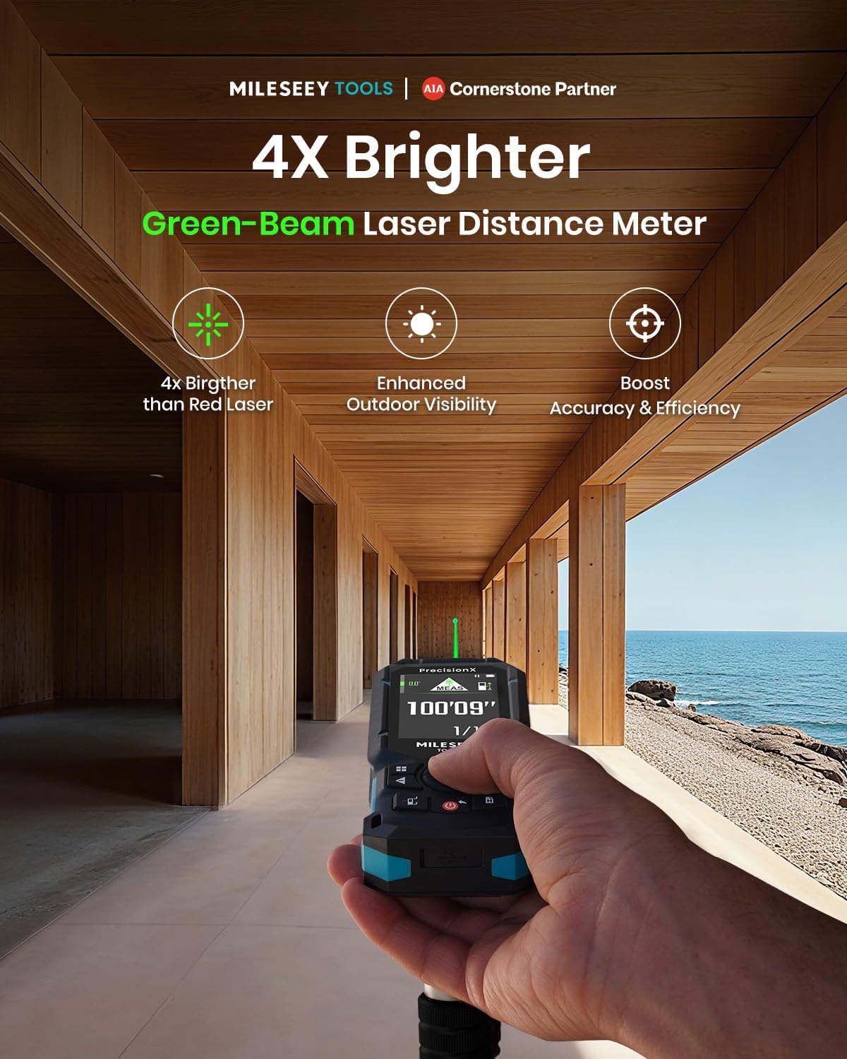MILESEEY S50 Green Laser Distance Meter, 400 ft Laser Measure, P2P - Image 2