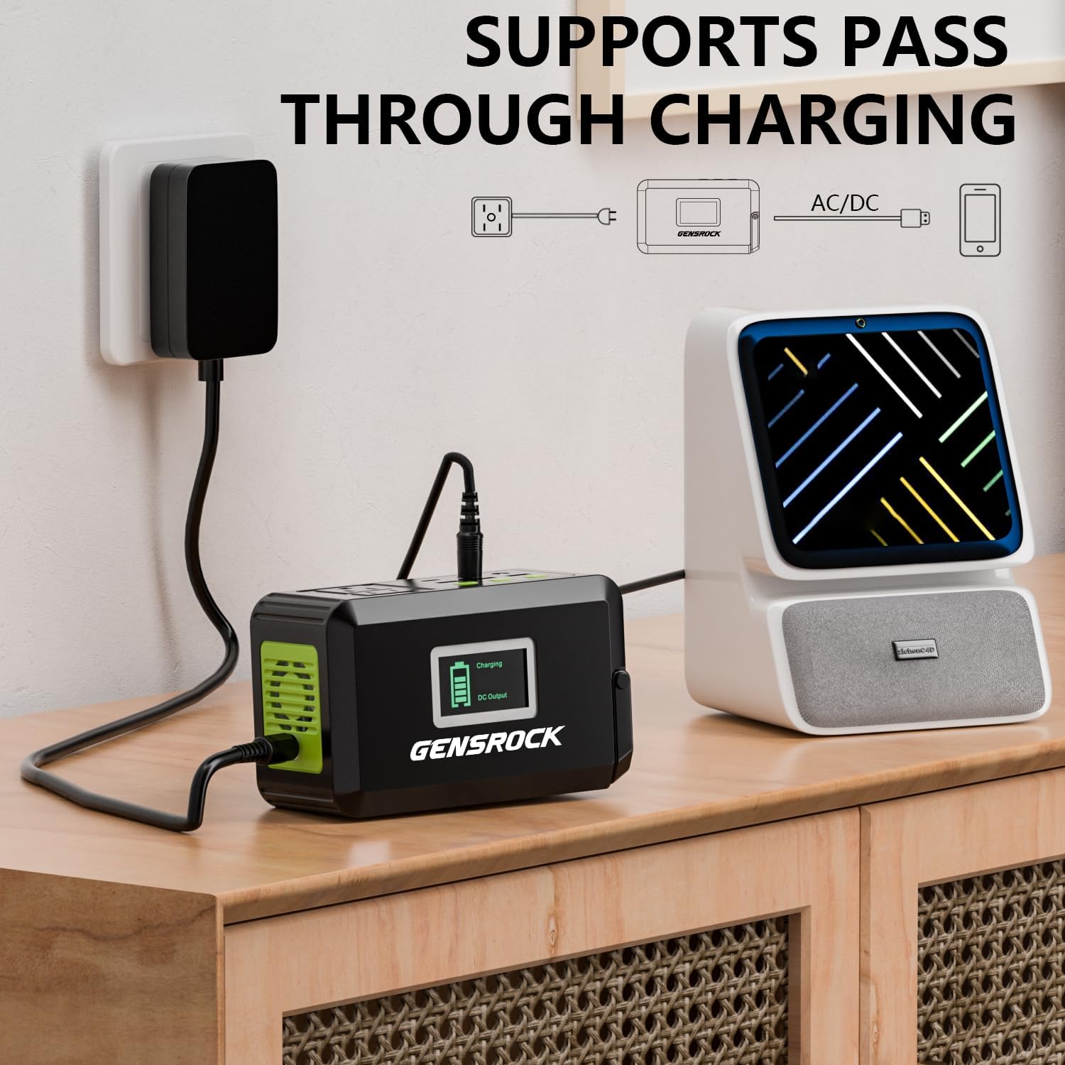 GENSROCK Portable Power Station 120W, Power Bank with AC Outlet 24000mAh - Image 4