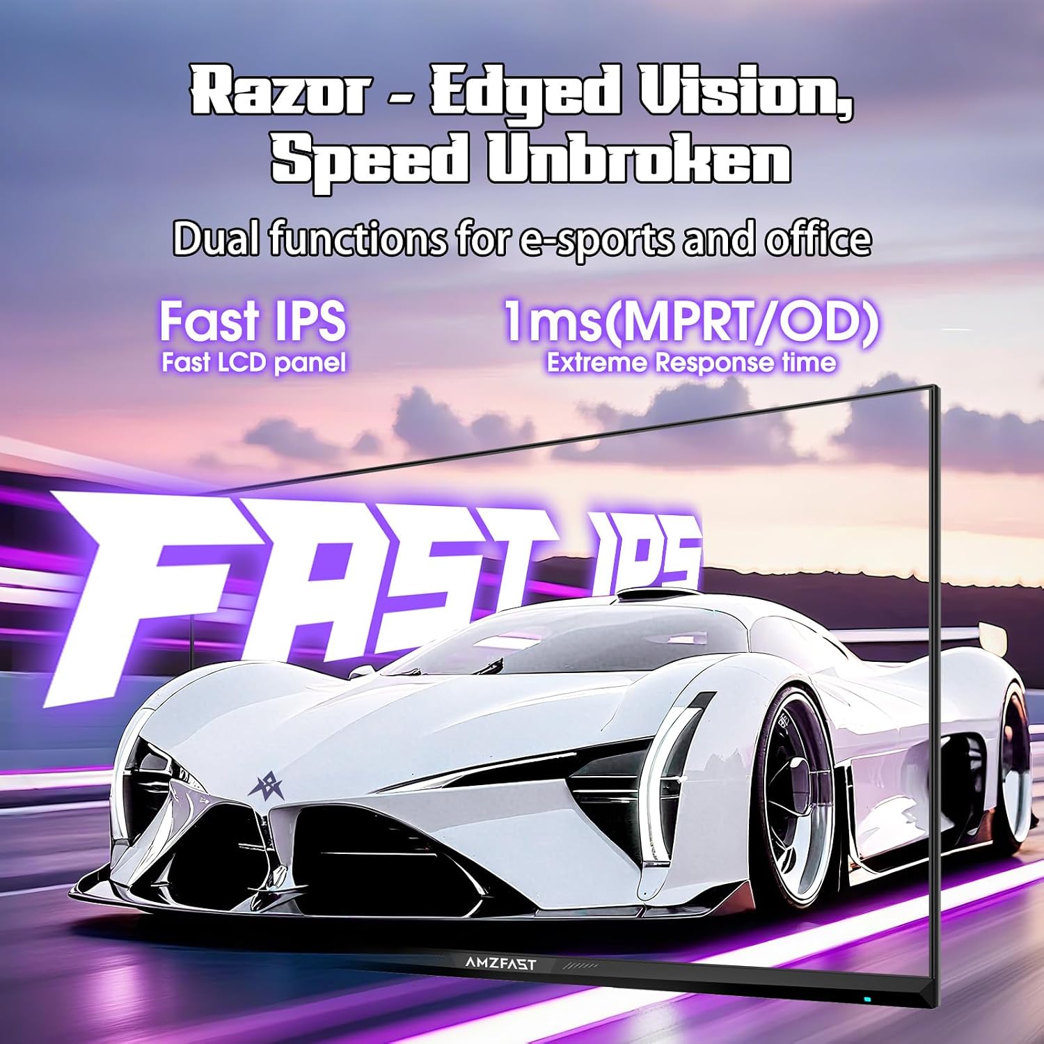 Amzfast 27" White Gaming Monitor, WQHD 2560x1440 200Hz Fast IPS 1ms HDR400 - Image 4