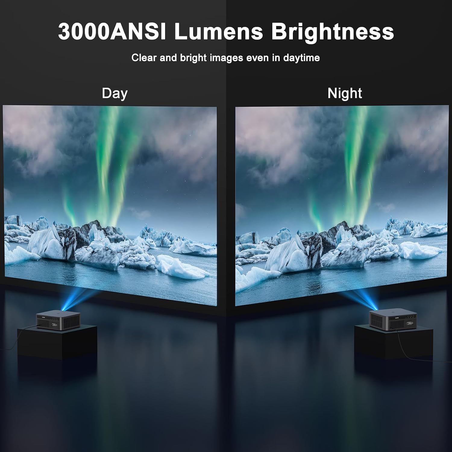 HAPPRUN 3000 ANSI Lumens Outdoor Projector with Built-in Apps, Smart OS - Image 3