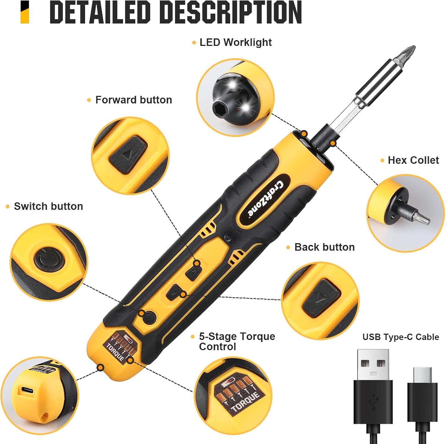 Rechargeable Cordless Electric Screwdriver, 28‑Piece Bit Set - Image 4