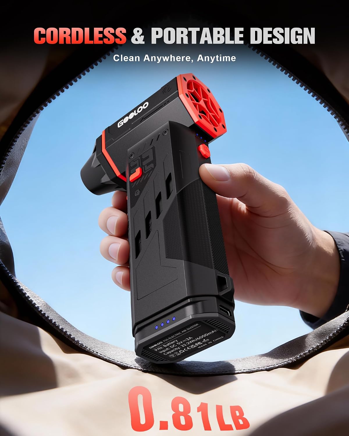 GOOLOO F5S Compressed Air Duster, 180000RPM Super Power, 3-Speed Adjustable - Image 7