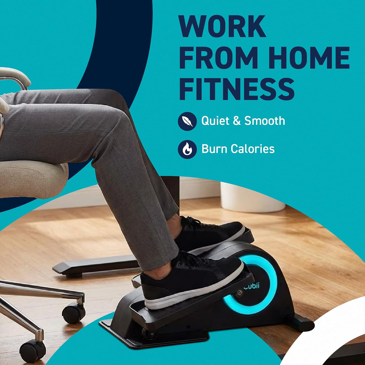 Cubii JR1, Under Desk Elliptical, Under Desk Bike Pedal Exerciser, Seated Elliptical, Work from Home Fitness, Mini Elliptical Machines for Home Use, Cubii Exerciser for Seniors, Desk Exercise - Image 8