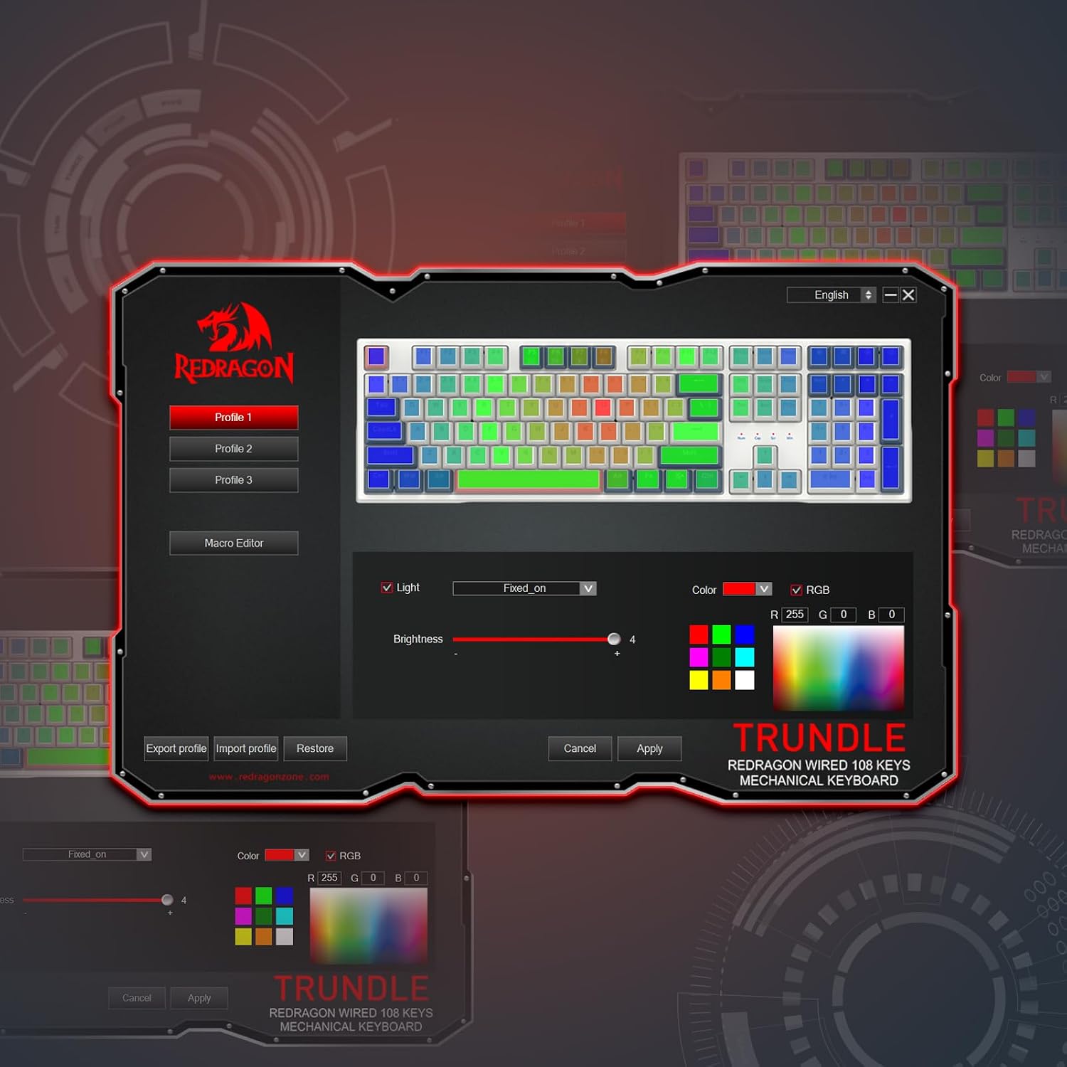 Redragon K668 108-Key Hot-Swap Wired RGB Gaming Keyboard, Extra 4 Hotkeys - Image 7
