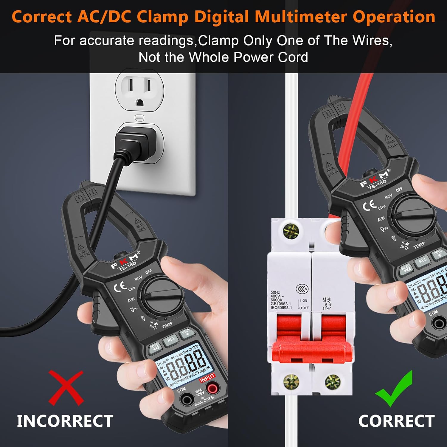 FKM AC/DC 600 Amp Clamp Meter Digital Multimeter Tester TRMS 6000 Counts - Image 8