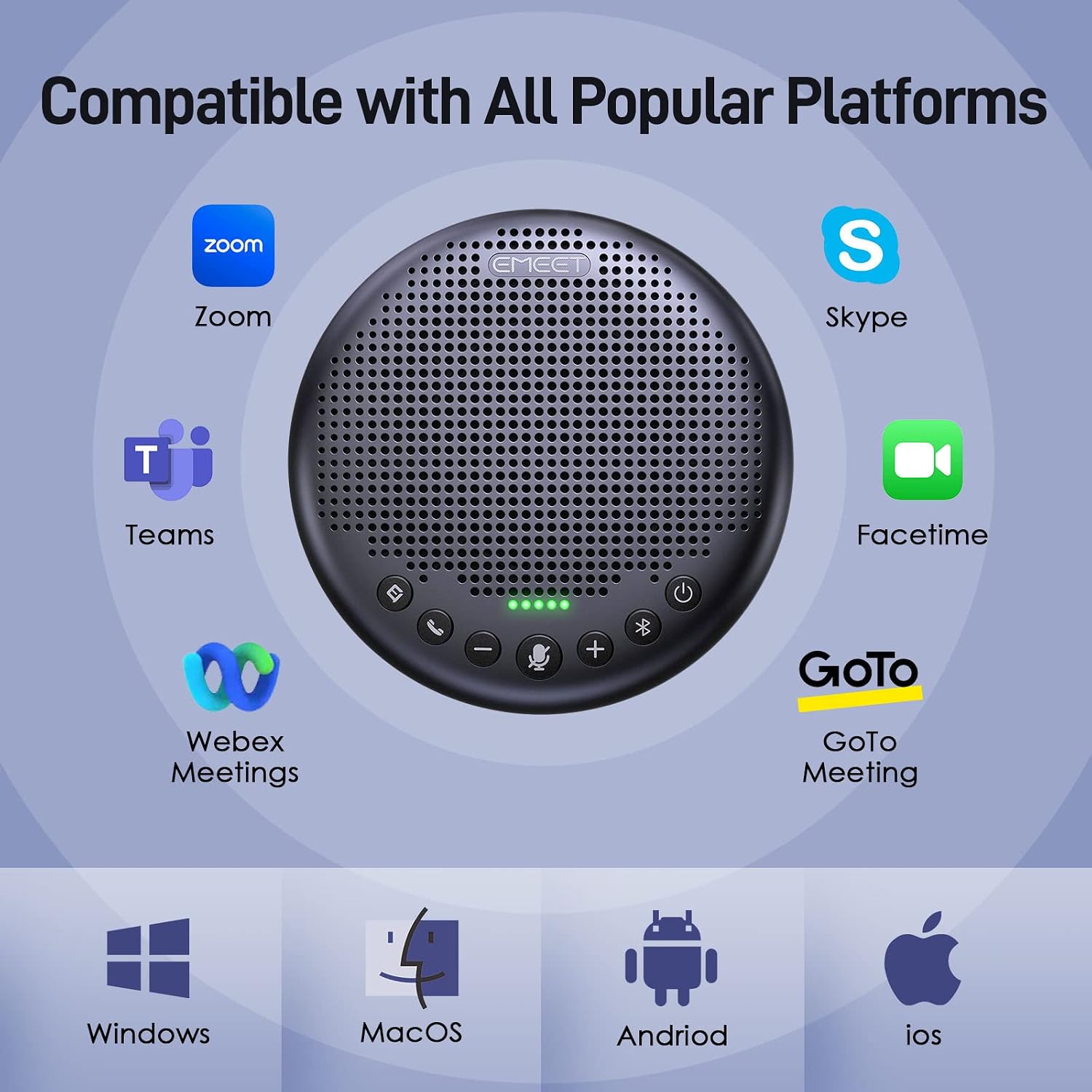 EMEET Luna Plus Kit Conference Speaker and Microphone with 8+1 Mics - Image 8