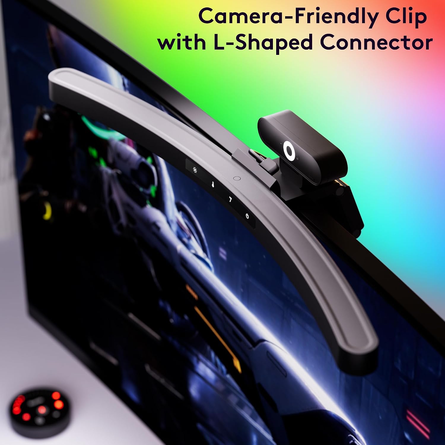 Quntis 17.7'' Curved Monitor Light Bar RGB Backlight with Music Sync, Black - Image 7