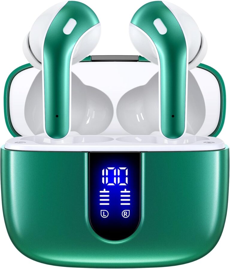TAGRY Bluetooth Headphones True Wireless Earbuds 60H Playback LED Power Display Earphones with Wireless Charging Case IPX5 Waterproof in-Ear Ear buds with Mic for TV Smart Phone Laptop Computer Sports
